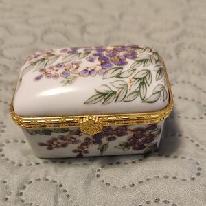 Floral Decorative Box with Gold Accents